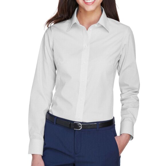 Devon & Jones Ladies' Crown Woven Collection Gingham Check XL (Silver) D640W - Picture 1 of 11